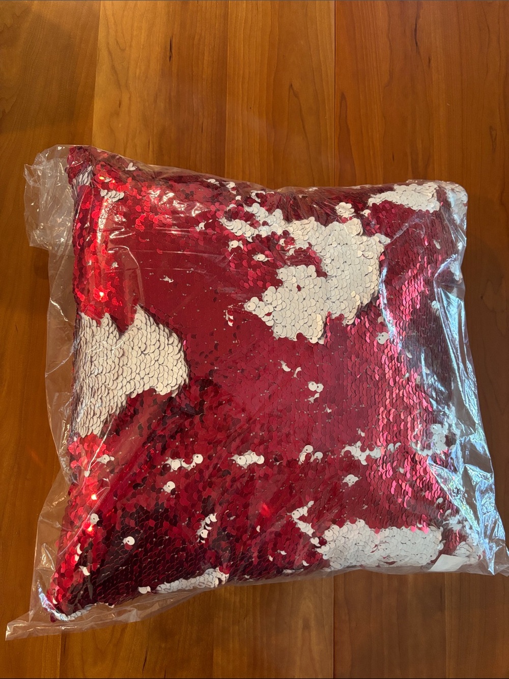 Sequin Pillow - Red and White